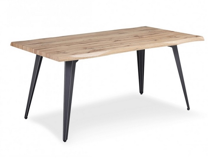 Mesa de comedor koda madera envejecida acero negro 160x90