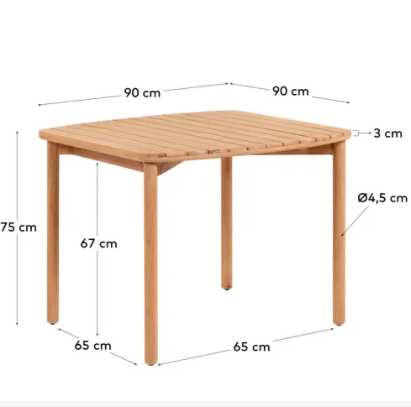 Mesa Malaga madera maciza de eucalipto 90x90 cm