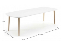 Mesa nordica extensible blanco mate haya 160-260x100