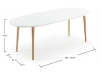 Mesa nordica oval extensible blanco mate haya 140-220x90