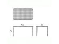 Mesa imitacion rattan Orazio lino 160x90