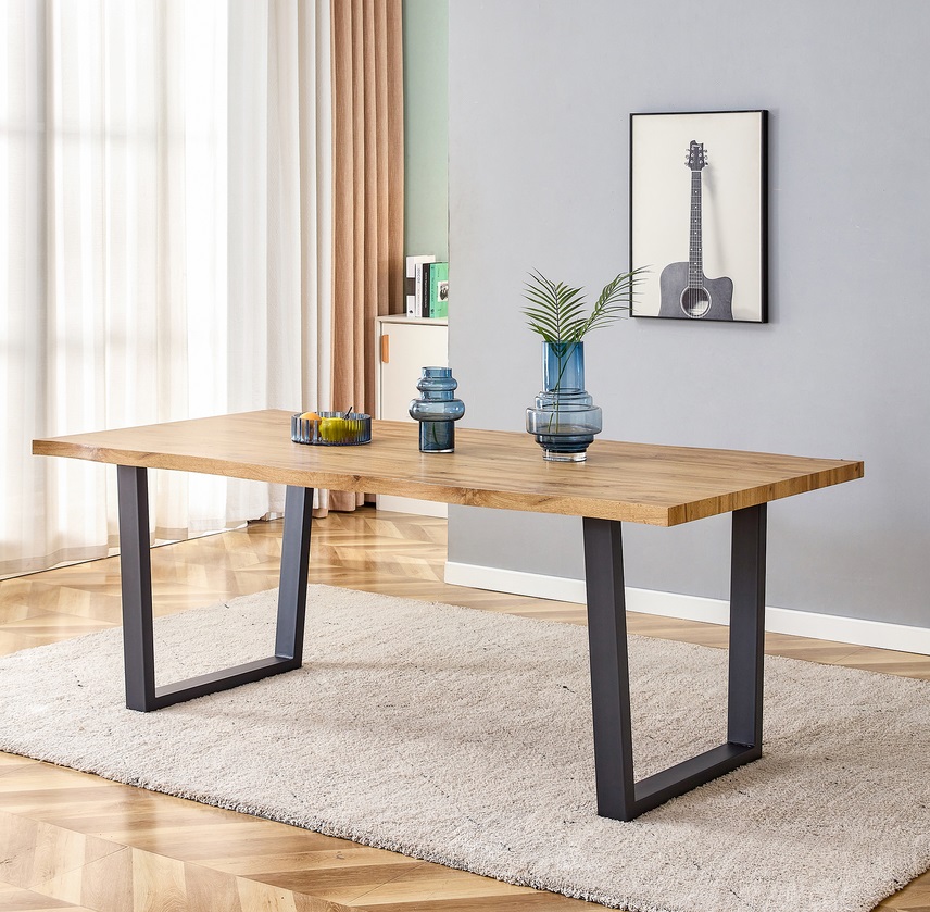 Conjunto de comedor mesa rustica canada sillas roma tela gris