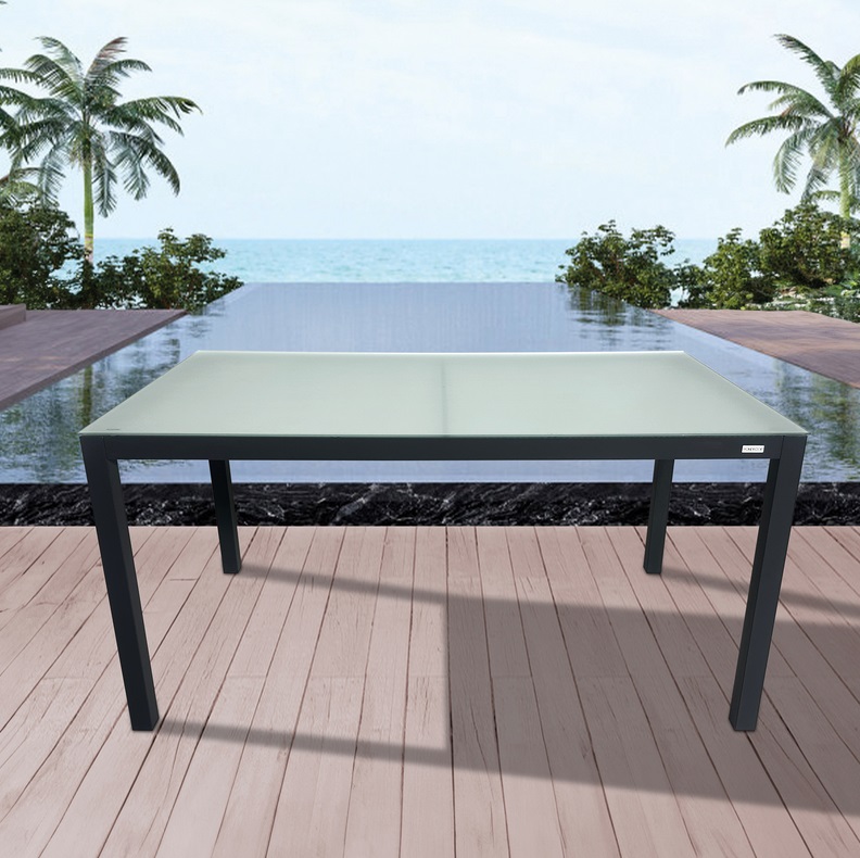 Conjunto de terraza aluminio antracita Benidorm 150x90 6 sillones