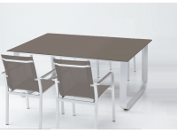 Mesa aluminio cristal taupe Esparta 170x100