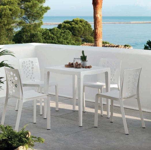 Mesa terraza clip blanco 70x70