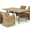 Conjunto terraza sillones rattan natural mesa acacia 180x100