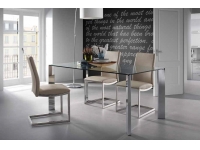 Mesa comedor cristal transparente cromada Urban 140x90