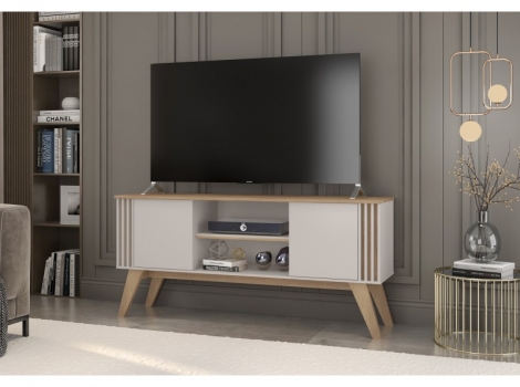 Mueble TV Polonia blanco roto y peral 150cm