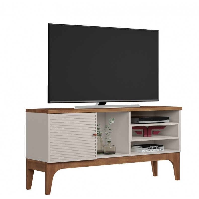 Mueble Tv Delma nogal y blanco roto 136cm