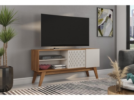 Mueble TV Malasia nogal y blanco roto 150cm