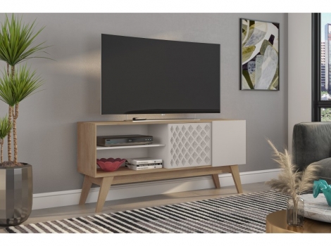 Mueble TV Malasia roble y blanco roto 150cm