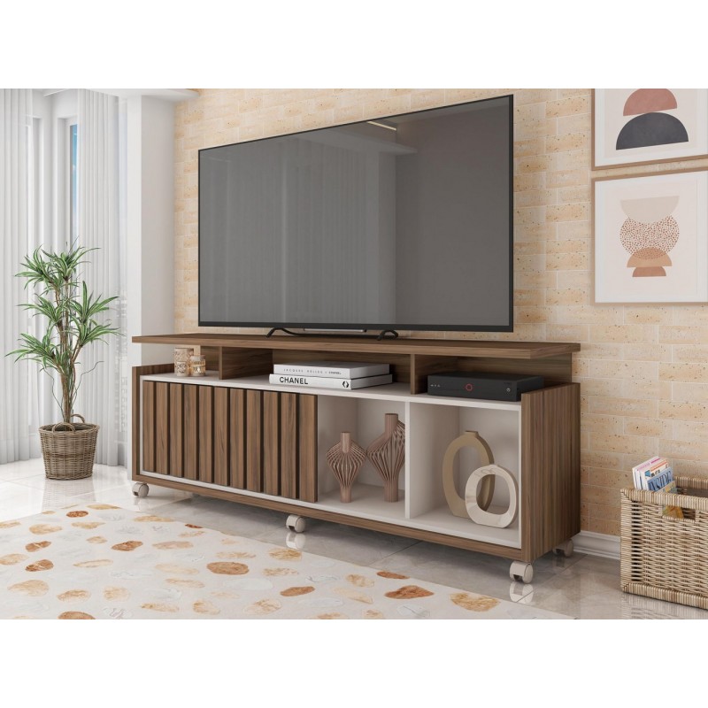 Mueble TV Nika nogal y blanco roto 160cm