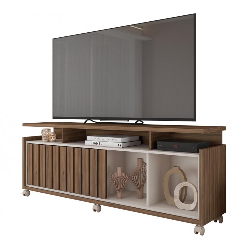 Mueble TV Nika nogal y blanco roto 160cm