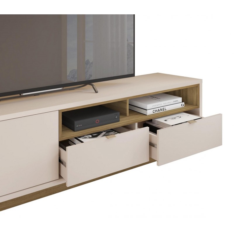 Mueble Tv Oasis haya y blanco roto 218cm