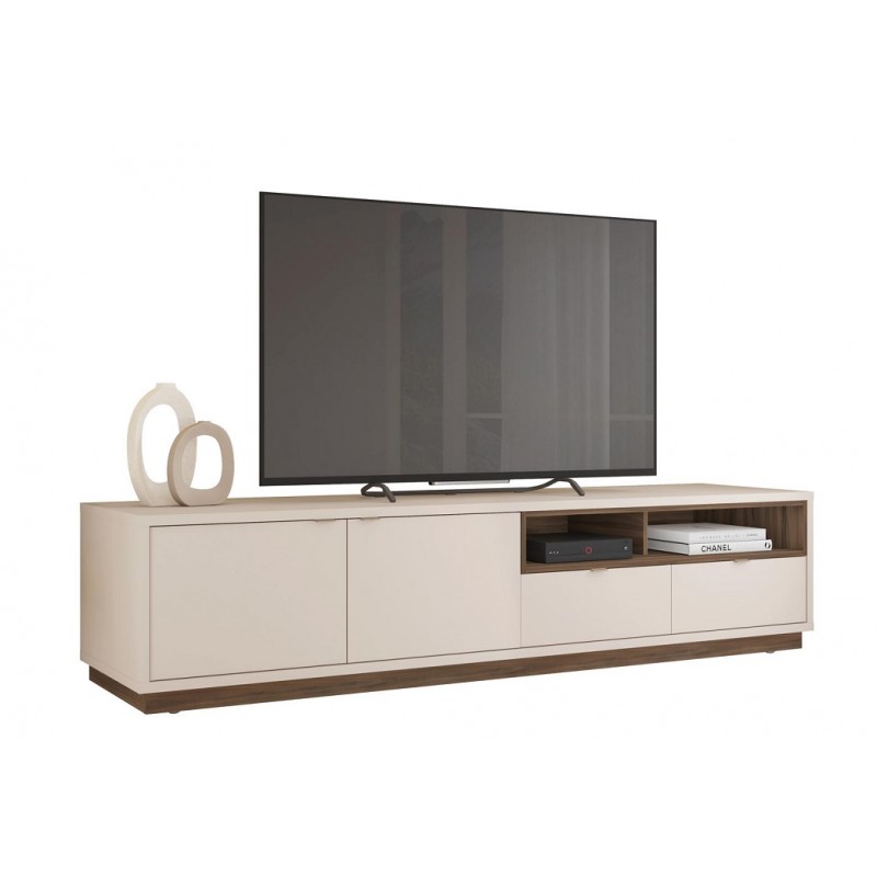 Mueble Tv Oasis nogal y blanco roto 218cm