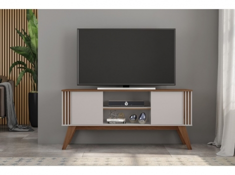 Mueble TV Polonia blanco roto nogal 150cm