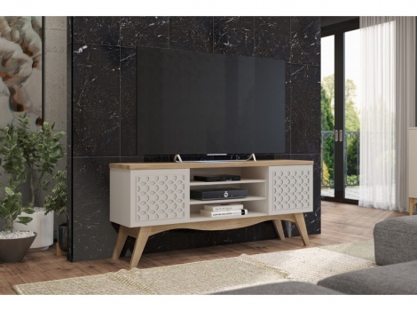 Mueble TV Royal blanco roto y peral 160cm