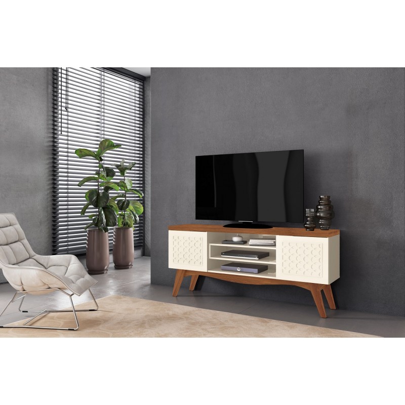 Mueble Tv Royal nogal y blanco roto 160cm