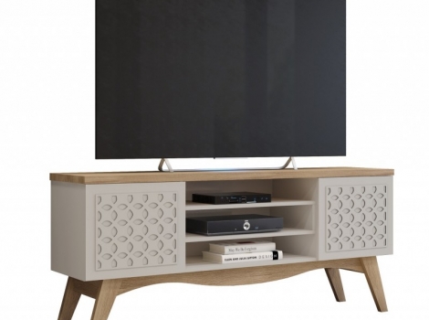 Mueble TV Royal blanco roto y peral 160cm