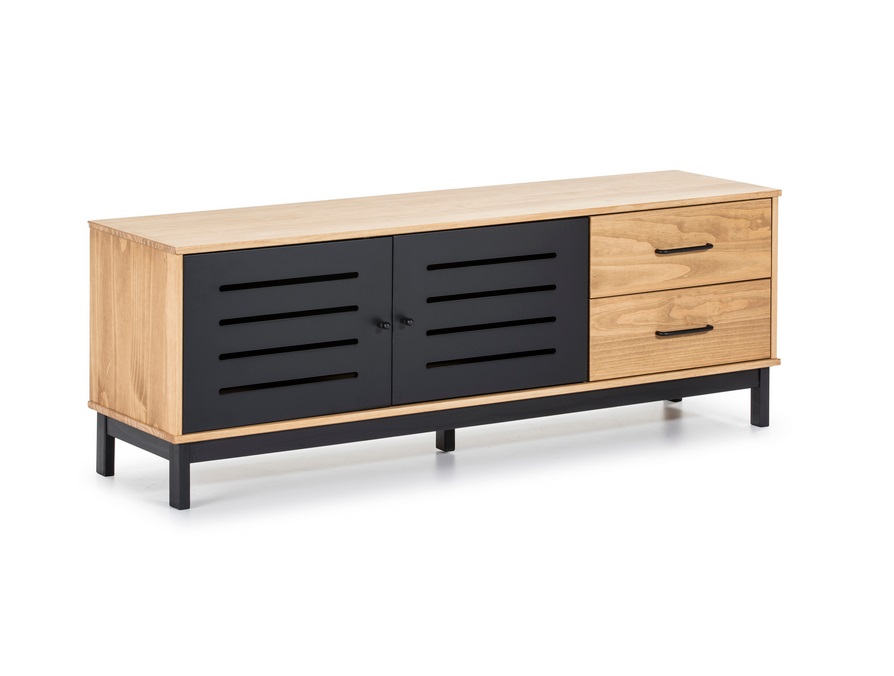 Mueble TV industrial alessia madera negro mate 140cm