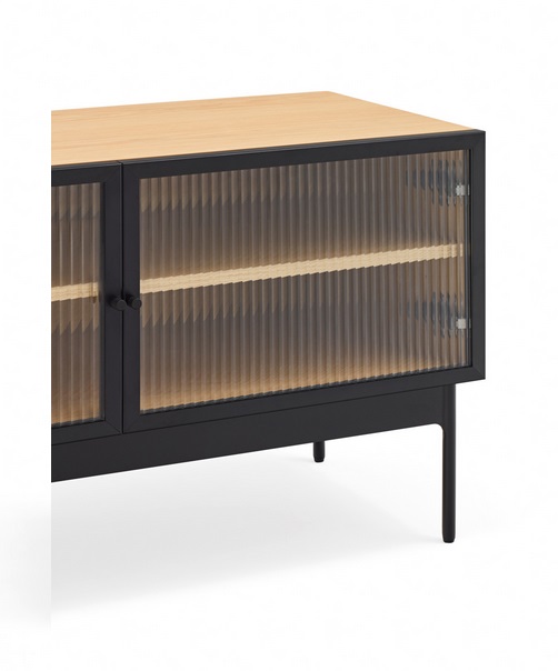 Blur mueble TV negro roble natural cristal estriado 15108_TE