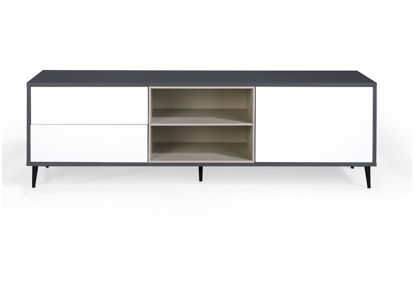 Mueble TV Lauki Blanco mate antracita 180 cm