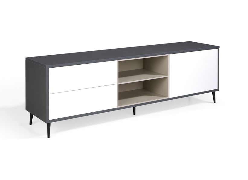 Mueble TV Lauki Blanco mate antracita 180 cm