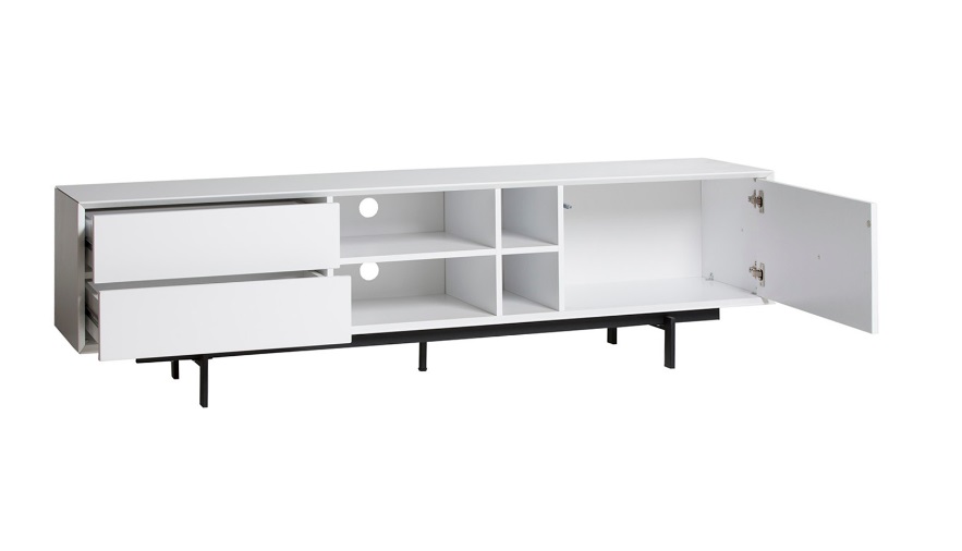 Mueble TV Beatriz blanco patas metal negro 180