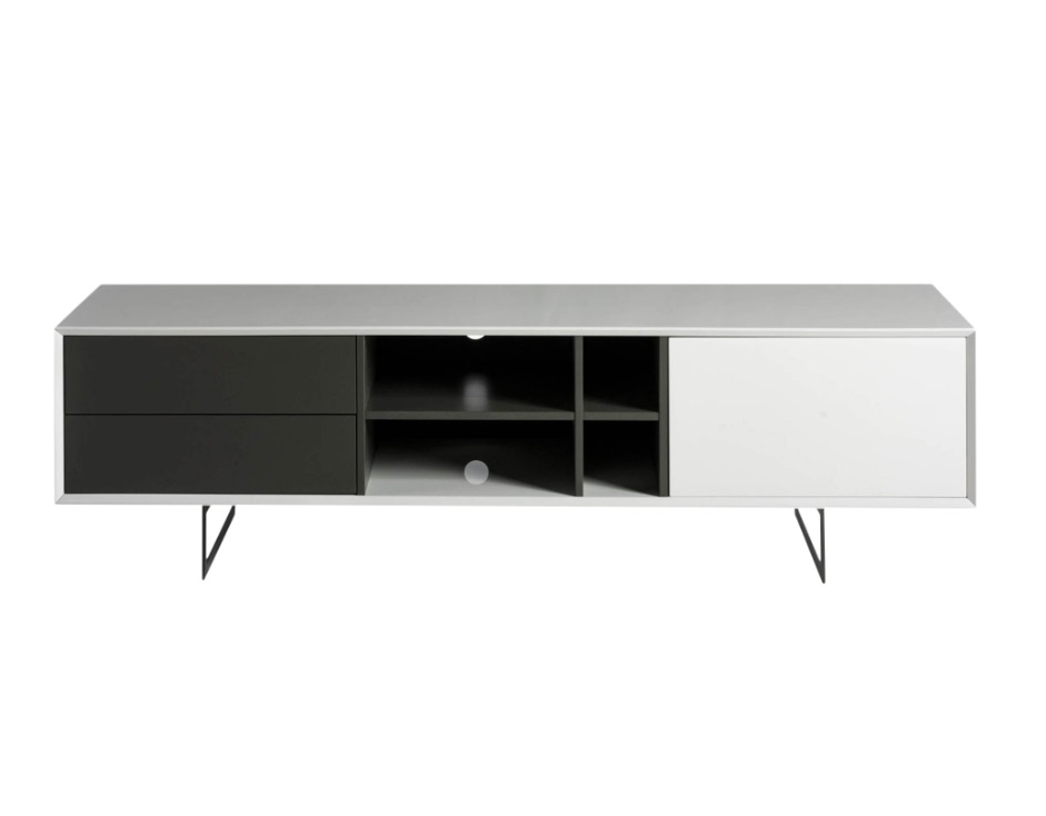 Mueble TV blanco brillo gris mate