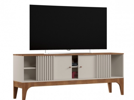 Mueble TV Escocia blanco roto y nogal 160cm