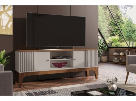 Mueble TV Escocia blanco roto y nogal 160cm