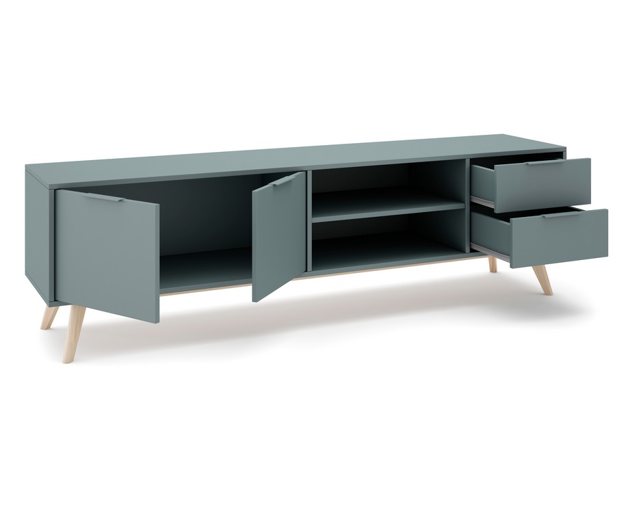 Mueble TV Lavis madera de pino verde kaki 180x52cm