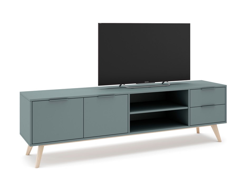 Mueble TV Lavis madera de pino verde kaki 180x52cm