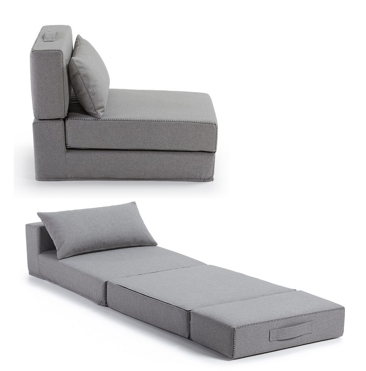 Puf cama plegable tela varese gris