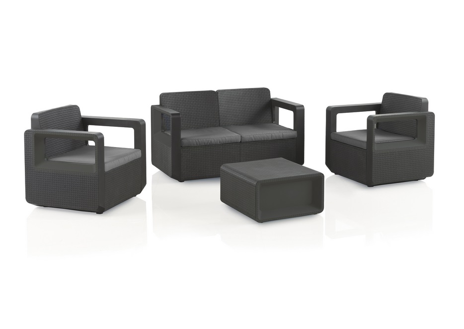 Set sofa terraza poliratan antracita kuramathi 4 plazas