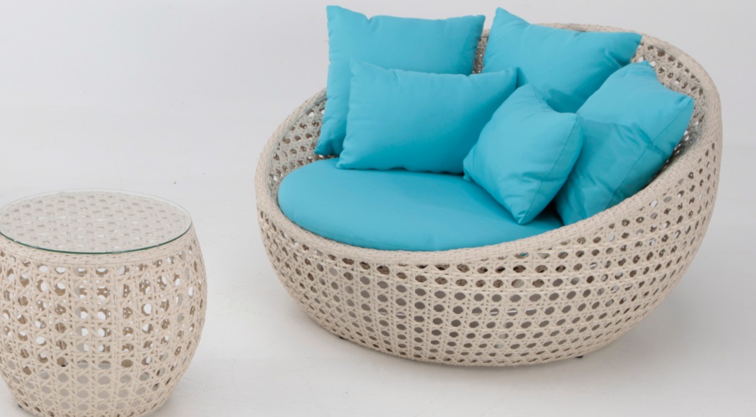 Set lounge Swala rattan color blanco roto