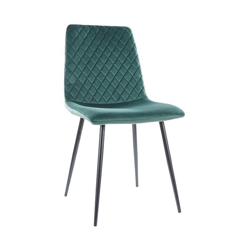 Silla Marvis tapizado velvet verde oscuro costuras en rombos