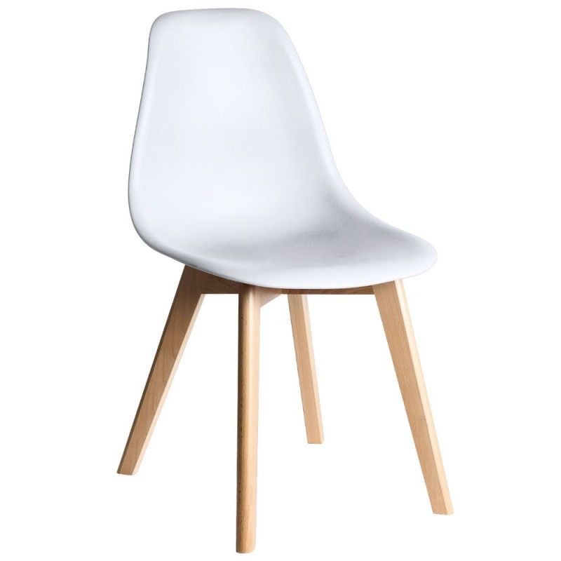 Silla de diseño madera de haya polipropileno blanca