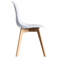 Silla de diseño madera de haya polipropileno blanca