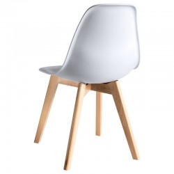 Silla de diseño madera de haya polipropileno blanca