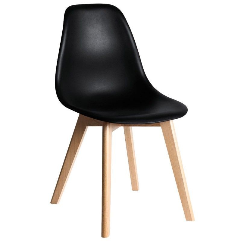 Silla de diseño madera de haya polipropileno negro