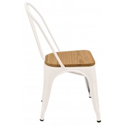 Silla tolix acero blanco madera natural