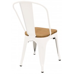 Silla tolix acero blanco madera natural