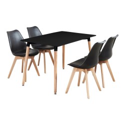 Silla nordica madera de haya, polipropileno con cojin negro