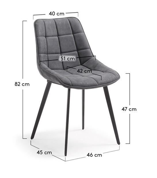 Silla industrial aday piel gris oscuro