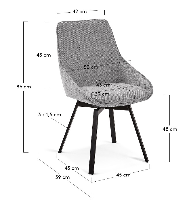 Silla Art tela gris giratoria