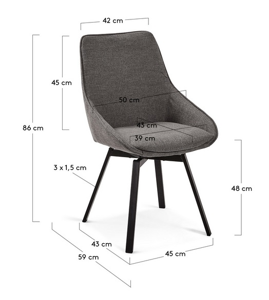 Silla Art tela gris oscuro giratoria