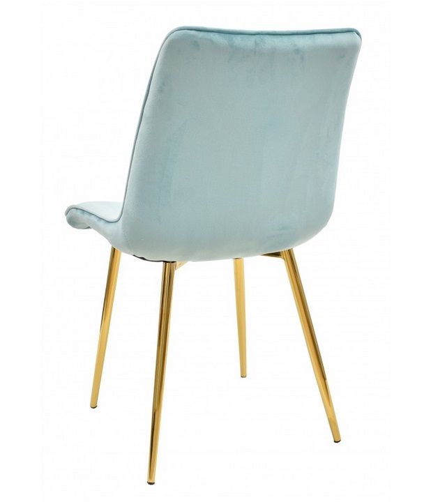 Silla capitone terciopelo azul claro metal dorado