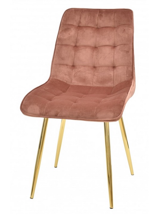 Silla capitone terciopelo coral metal dorado