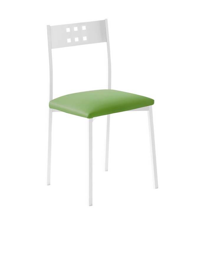 Silla cocina metal blanco polipiel verde Faro